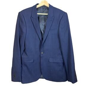 ASOS Classic One Button Blazer Jacket Long Sleeve Navy Blue Men's 38 38R